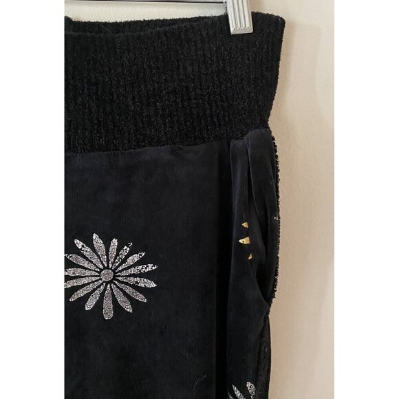 Splendid X Margherita Velluto Daisy Size Small Sweatpants Black Velvet Velour - Picture 3 of 5